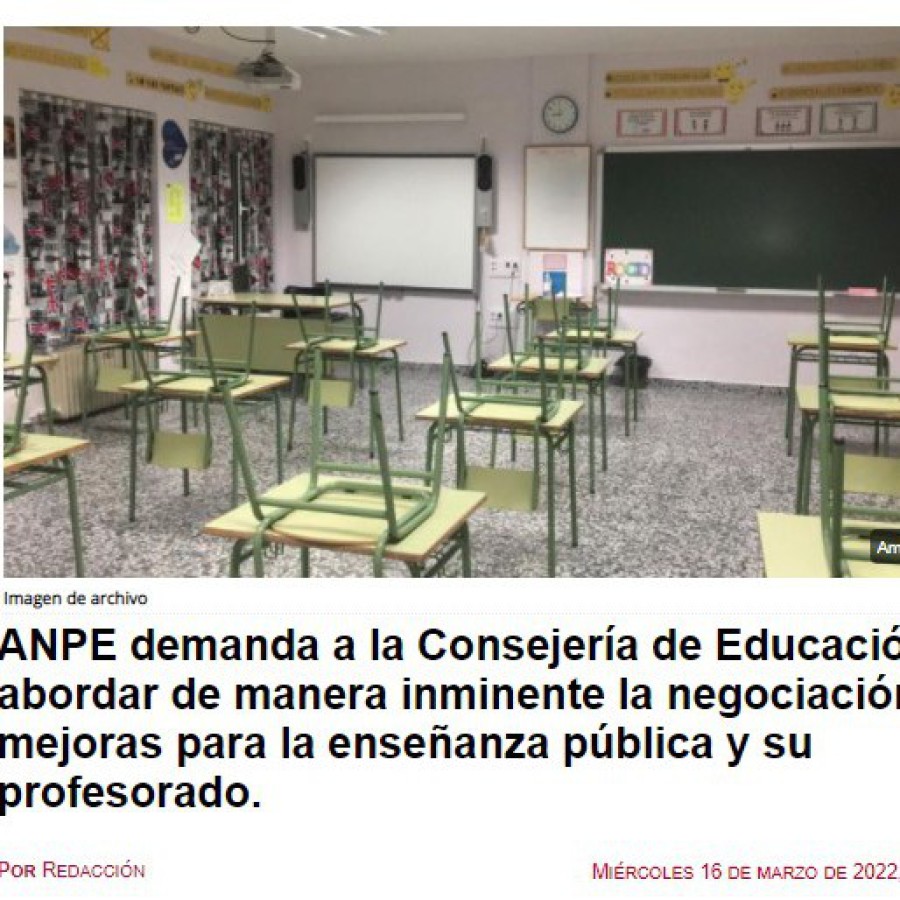 ANPE demanda abordar negociación mejoras enseñanza pública.